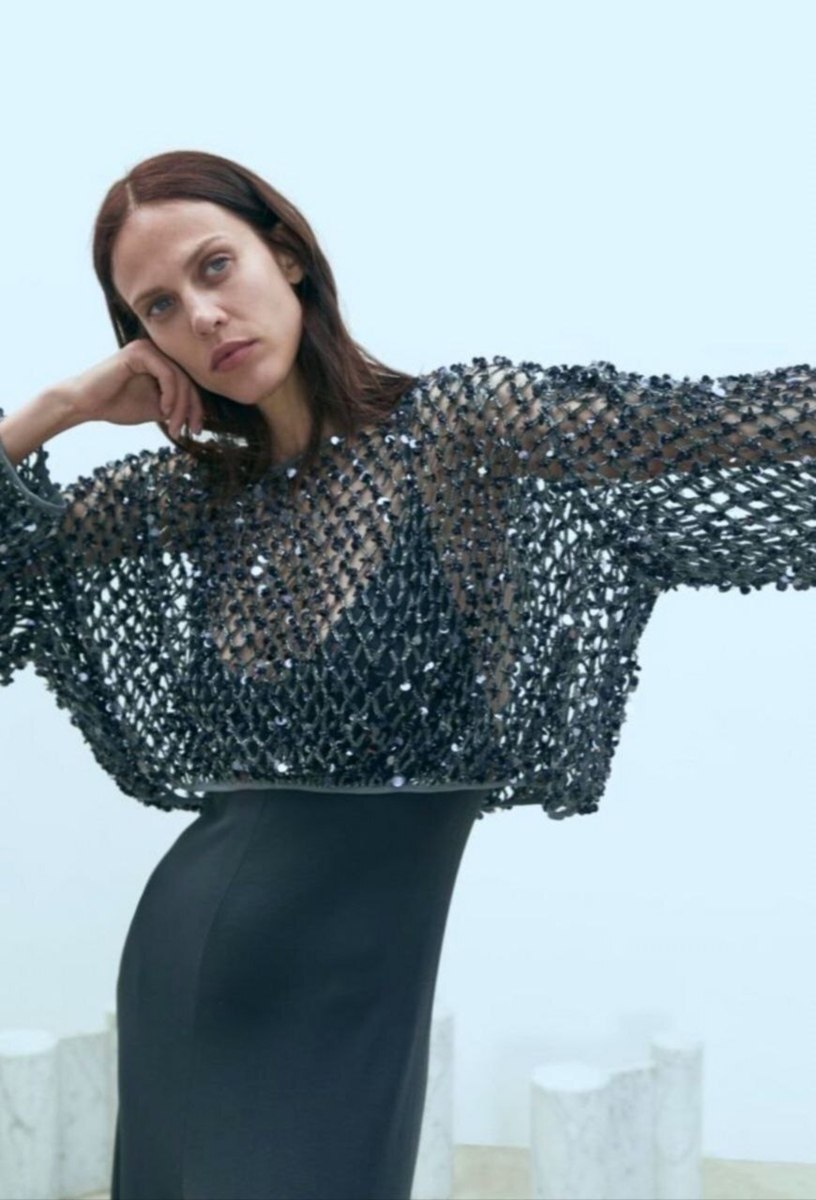 Сетка макраме с вышивкой пайетками, арт. 6902 — фото 2