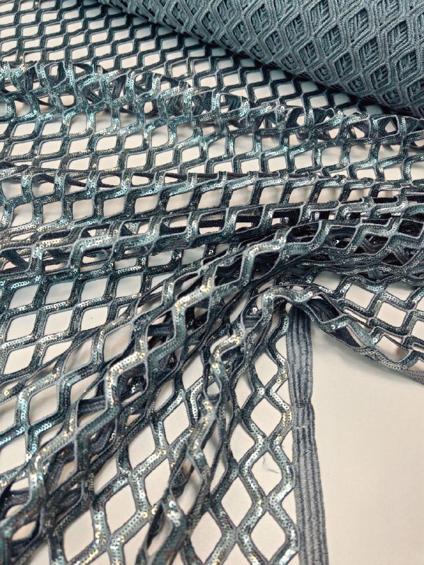 Сетка макраме с вышивкой пайетками, арт. 6902